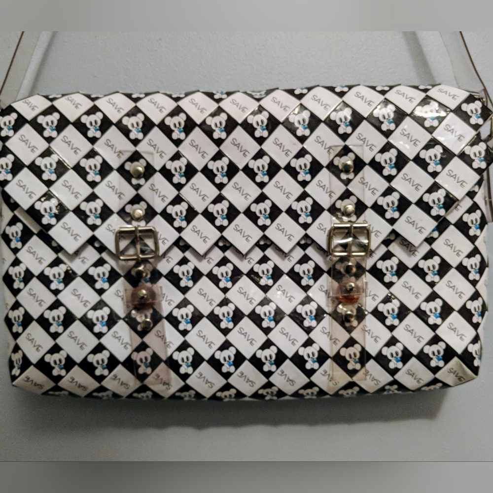 Re-Bagz PANDA LOVE Half The Sky Messenger Laptop Bag Up-cycled Purse